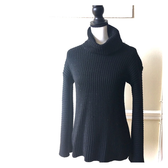 J crew wool bell cowl turtleneck sweater black - Picture 1 of 5